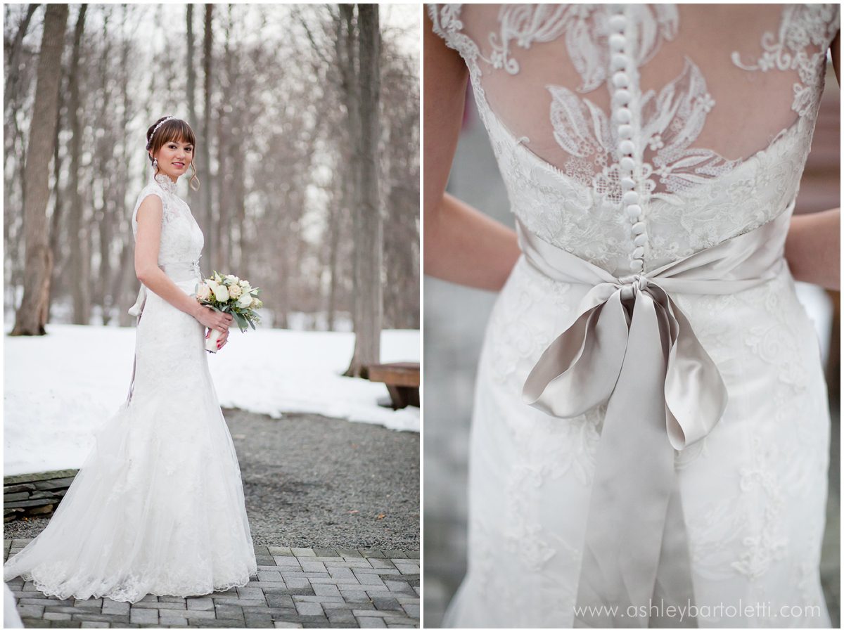lace wedding dress with ribbon