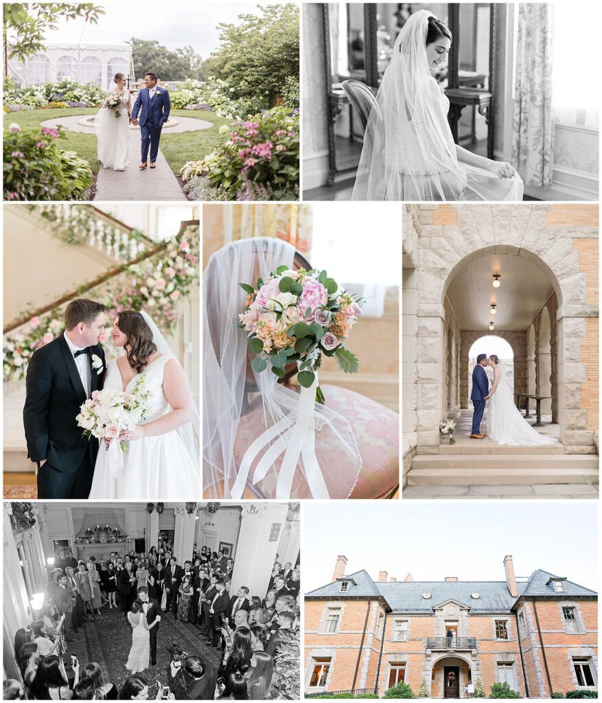 Cairnwood Estate wedding gallery featuring the terrace tent, first dance, and wedding party portraits.