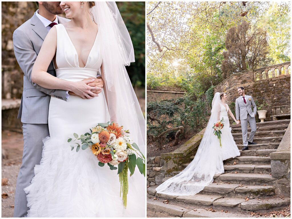 bride and groom portraits Parque Ridley Creek